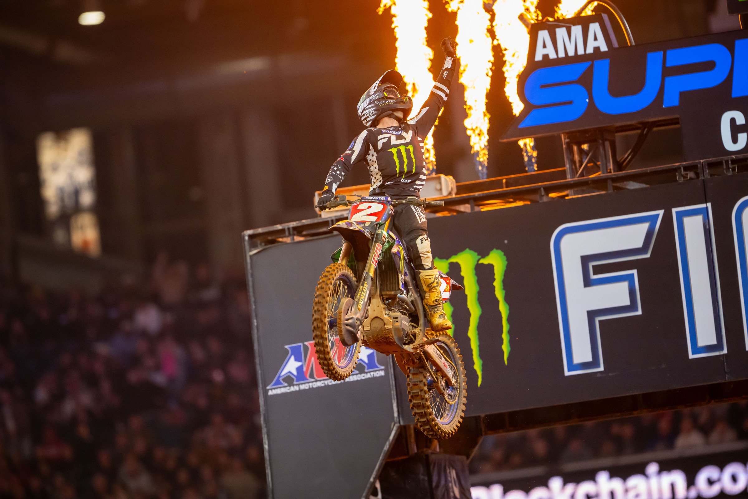 Cooper Webb (Yamaha) takes his second straight win after claiming the overall Triple Crown win in Texas. He has now won seven of the last nine 450SX races at AT&T Stadium.